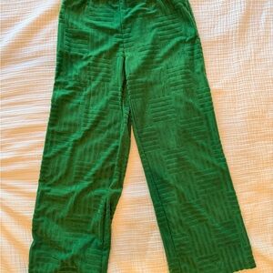 Women's Green Terry Cloth Pants